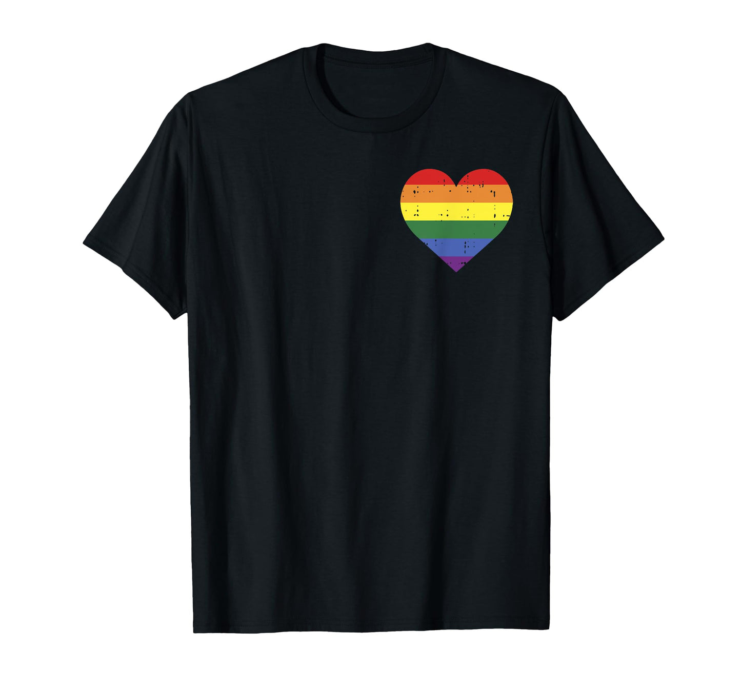 180g pure cotton round neck single side printed T-shirt with pocket rainbow heart retro gay pride month support gift T-shirt, casual T-shirt for men and women, perfect T-shirt for holiday gift, Christmas gift, 2025 gift, New Year gift
