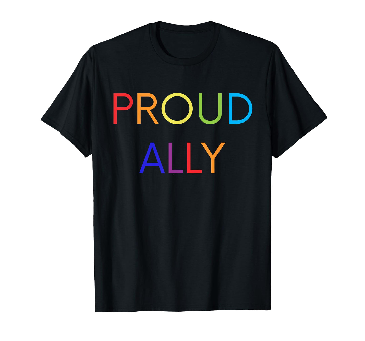 180g pure cotton round neck single side printed T-shirt, Proud Ally - LGBTQ gay pride rainbow shirt T-shirt, casual T-shirt for men and women, perfect T-shirt for holiday gifts, Christmas gifts, 2025 gifts, New Year gifts