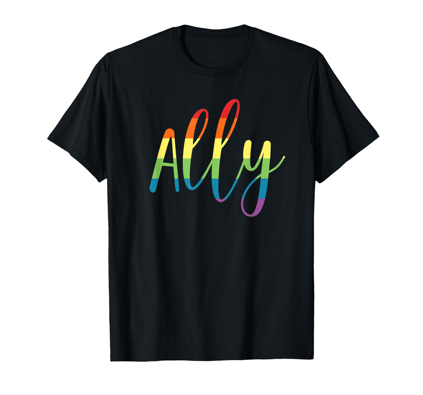 180g pure cotton round neck single-sided printed T-shirt, Ally Gay Lesbian Pride support LGBTQ equality rainbow T-shirt, casual T-shirt for men and women, perfect T-shirt for holiday gifts, Christmas gifts, 2025 gifts, New Year gifts