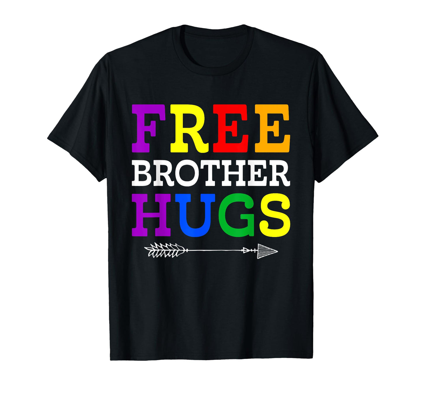 180g pure cotton round neck single side printed T-shirt, proud brother LGBTQ freedom brother embrace the rainbow LGBT pride T-shirt, casual T-shirt for men and women, perfect T-shirt for holiday gifts, Christmas gifts, 2025 gifts, New Year gifts