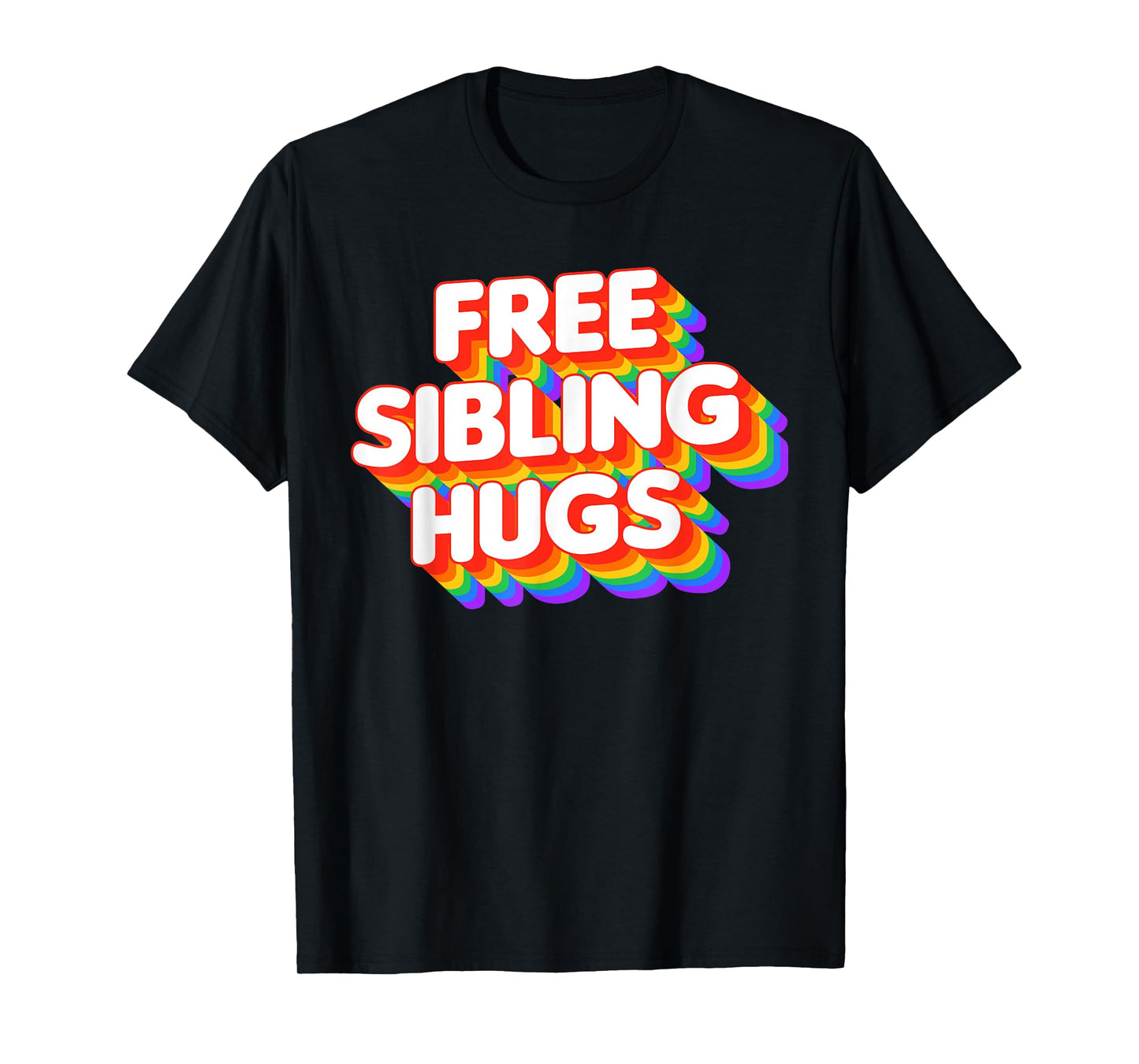 180g pure cotton round neck single side printed T-shirt, free brother and sister embrace LGBT pride rainbow gay T-shirt, casual T-shirt for men and women, perfect T-shirt for holiday gift, Christmas gift, 2025 gift, New Year gift