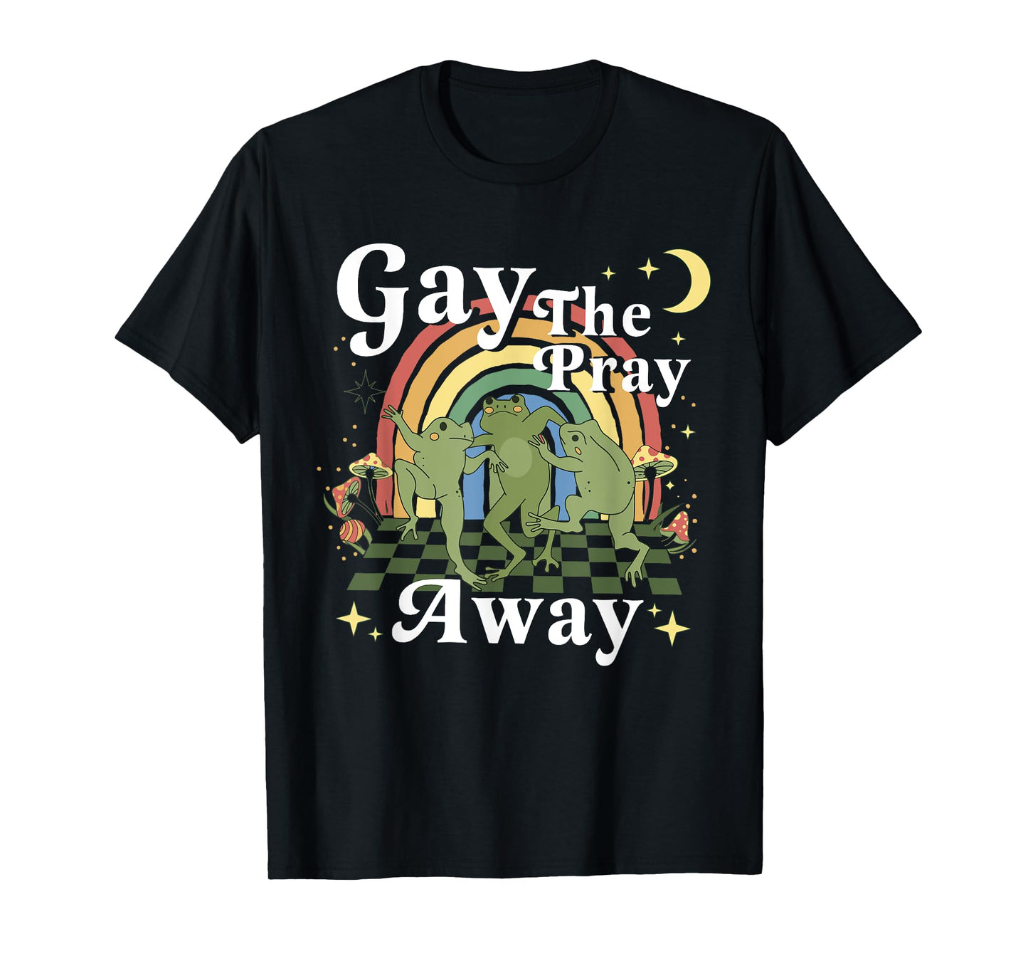180g pure cotton round neck single side printed T-shirt, vintage gay Pray Away Frog & Toad represents gay rights LGBT pride T-shirt, casual T-shirt suitable for men and women, perfect T-shirt for holiday gifts, Christmas gifts, 2025 gifts, New Year gifts