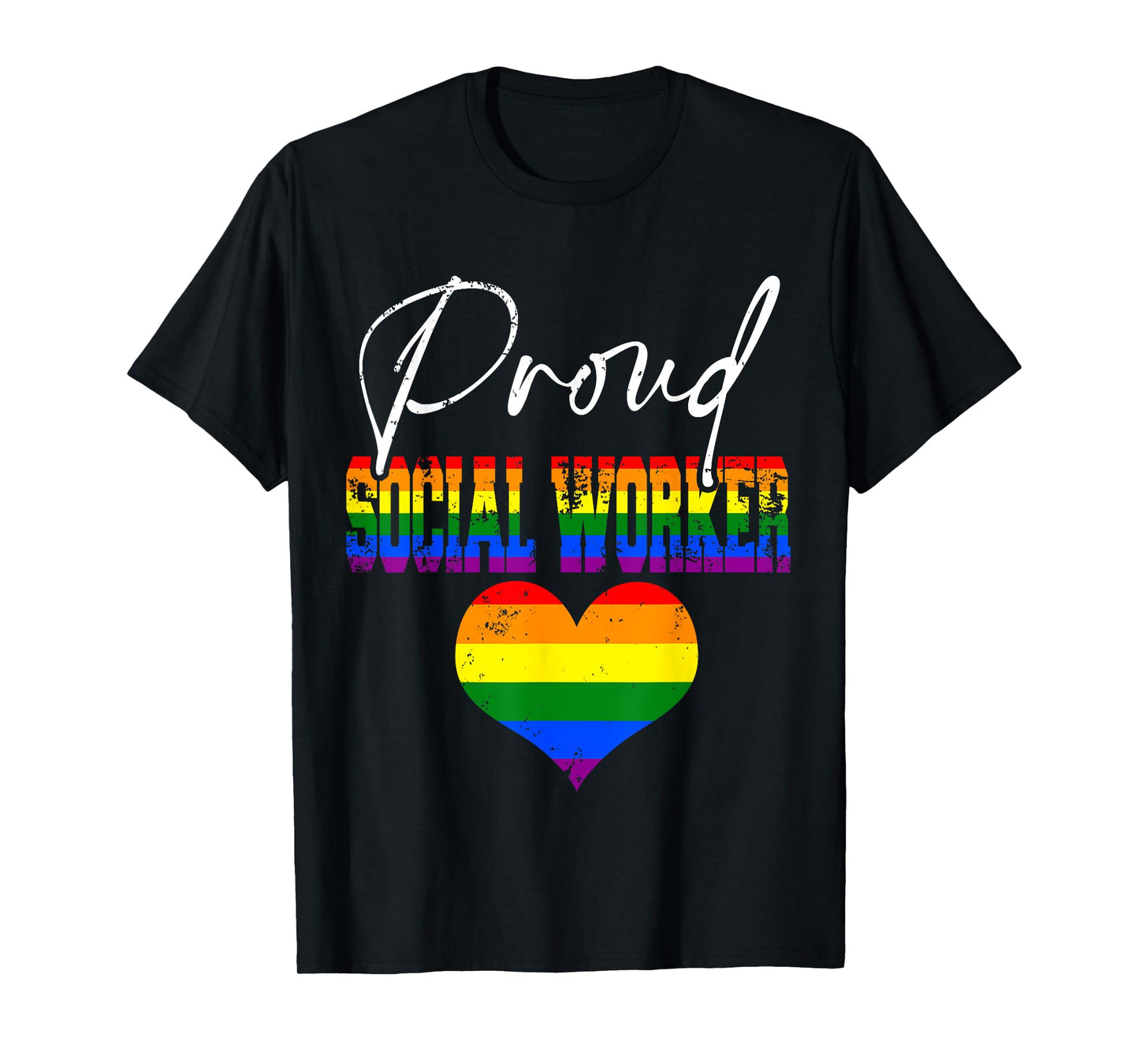 180g cotton round neck single side printed t-shirt, proud social worker proud LGBT flag matching gay t-shirt, casual t-shirt for men and women, perfect t-shirt for holiday gift, Christmas gift, 2025 gift, New Year gift