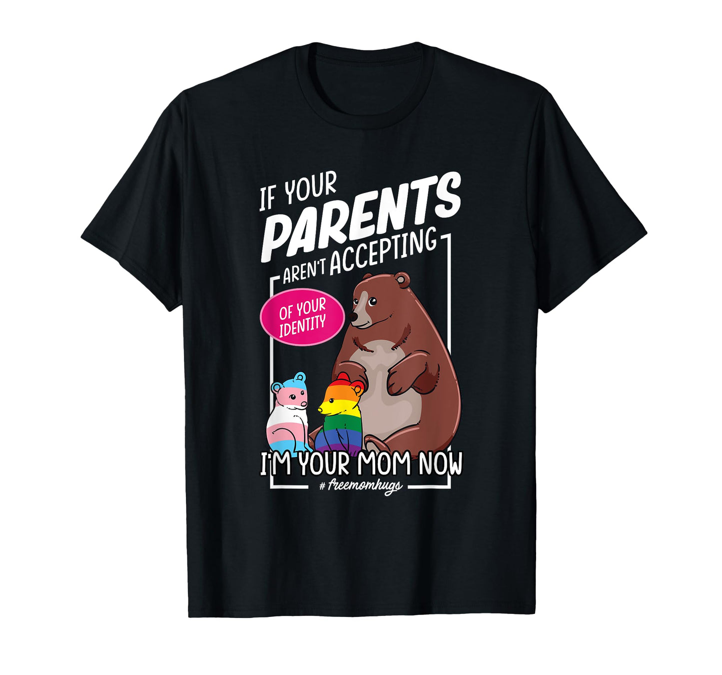 180g cotton round neck single side printed t-shirt, free mom hugs proud mom bear gay rights safe space LGBTQ t-shirt, casual t-shirts for men and women, perfect t-shirt for holiday gifts, Christmas gifts, 2025 gifts, New Year gifts