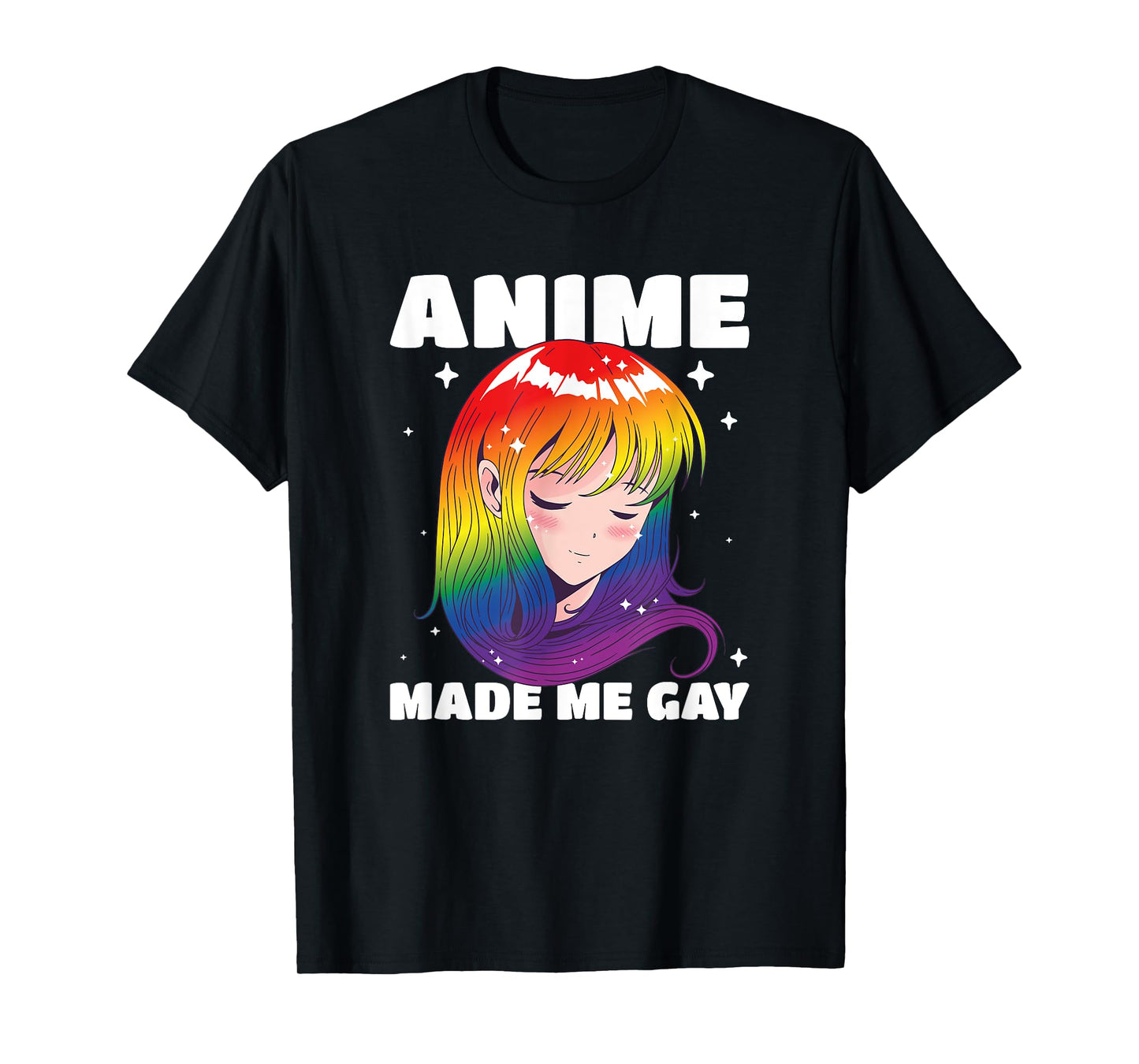 180g pure cotton round neck single side printed T-shirt, LGBTQ anime rainbow hair anime make me gay proud otaku comic T-shirt, casual T-shirt for men and women, perfect T-shirt for holiday gifts, Christmas gifts, 2025 gifts, New Year gifts