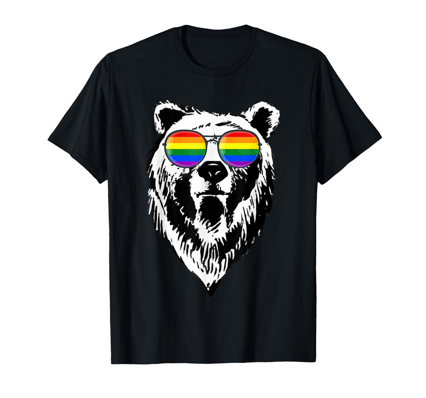 180g pure cotton round neck single side printed T-shirt, gay bear LGBTQ rainbow sunglasses pride flag men's gift T-shirt, casual T-shirts for men and women, perfect T-shirt for holiday gifts, Christmas gifts, 2025 gifts, New Year gifts