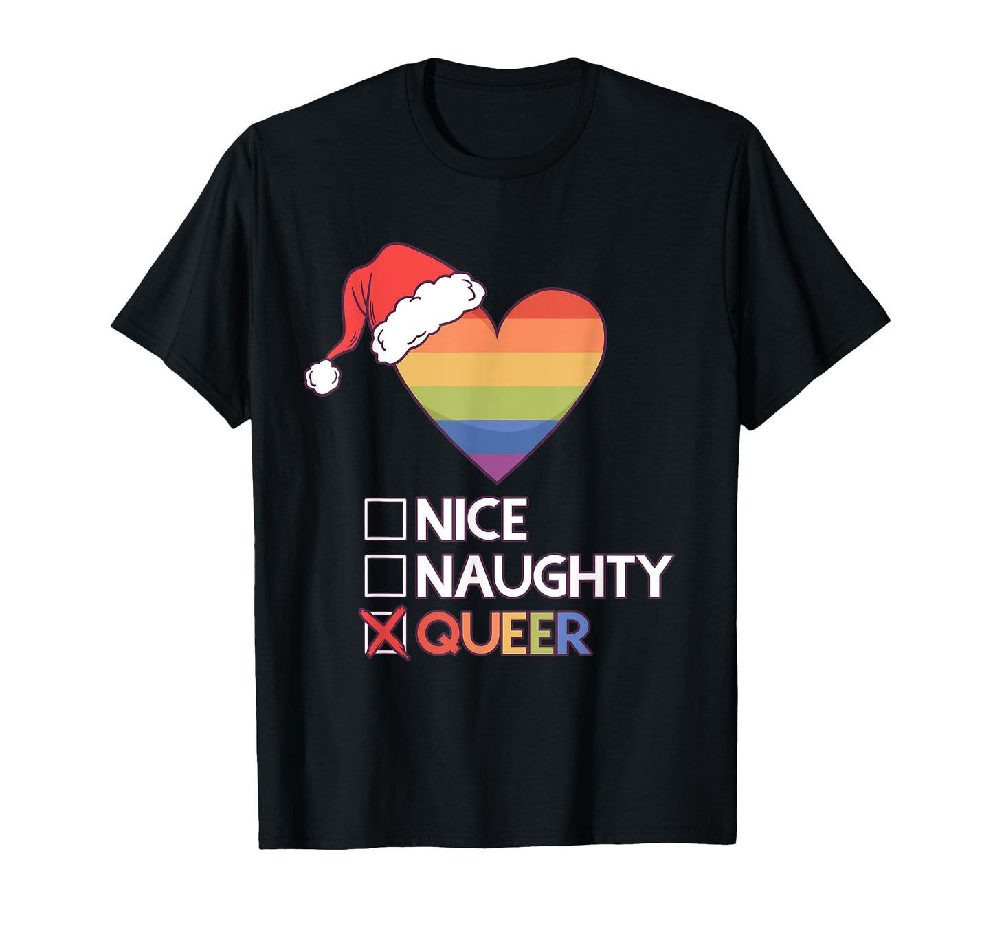 180g pure cotton round neck single-sided printed T-shirt, nice, naughty, queer Christmas gift list, gay pride, LGBT Christmas T-shirt, casual T-shirt for men and women, perfect T-shirt for holiday gifts, Christmas gifts, 2025 gifts, New Year gifts