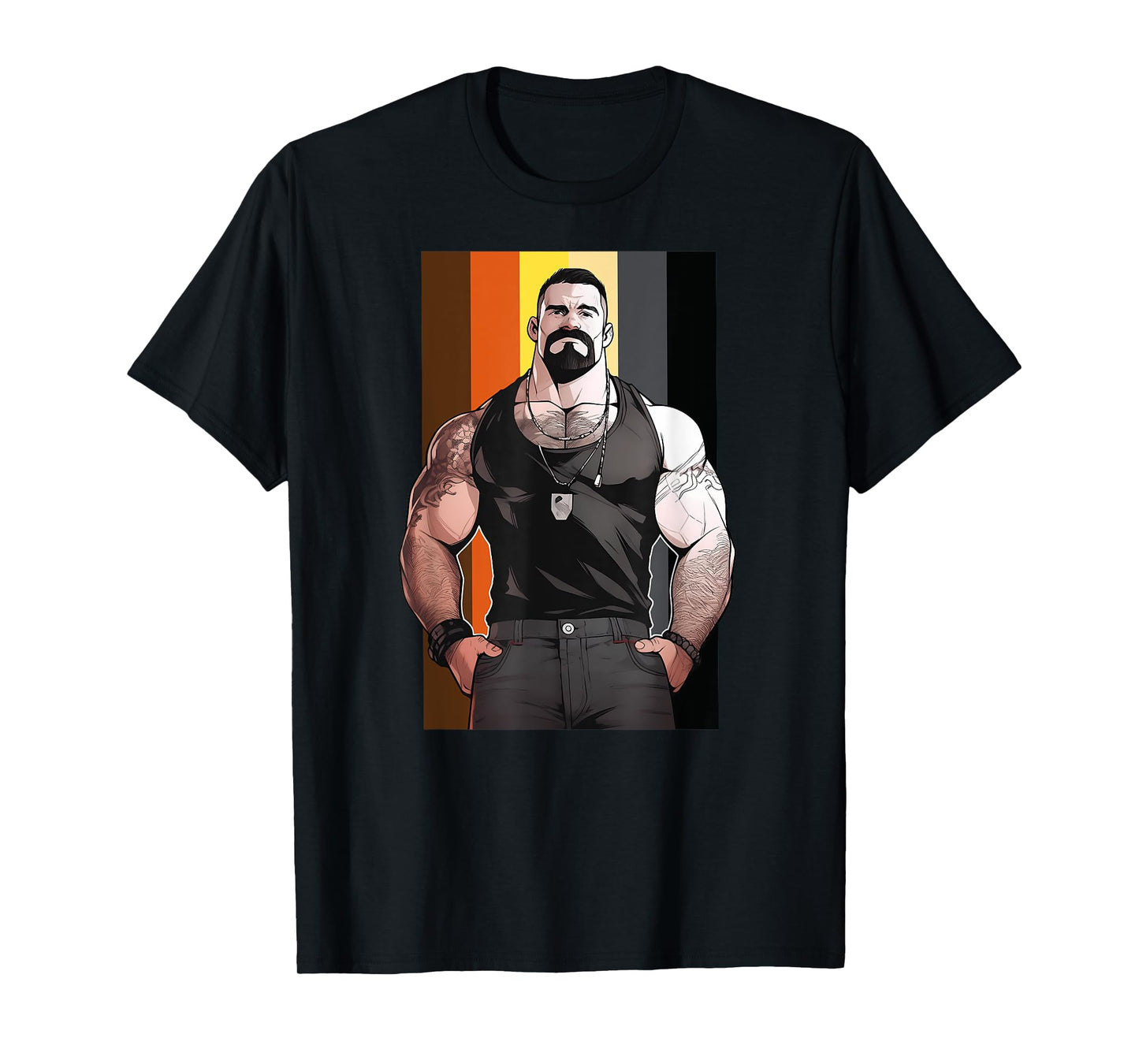 180g pure cotton round neck single side printed T-shirt, LGBT Bear Dilf men's muscle dad gay bear and cub pride T-shirt, casual T-shirt for men and women, perfect T-shirt for holiday gifts, Christmas gifts, 2025 gifts, New Year gifts
