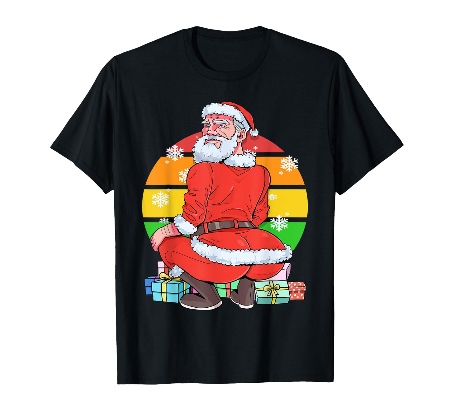 180g pure cotton round neck single side printed t-shirt, funny gay Santa Claus beard LGBTQ Christmas twerk t-shirt, casual t-shirt for men and women, perfect t-shirt for holiday gift, Christmas gift, 2025 gift, New Year gift