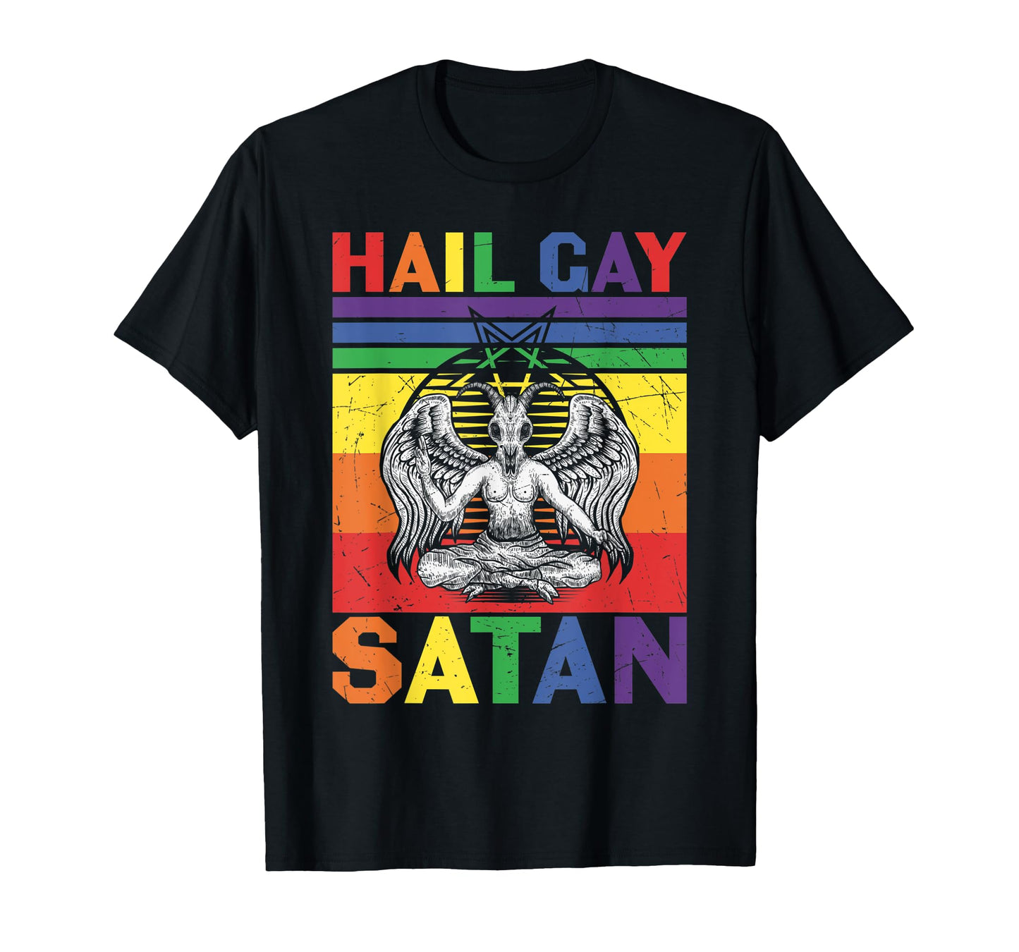 180g pure cotton round neck single side printed T-shirt, vintage LGBT rainbow flag cheers gay Satan LGBT Gothic gay pride T-shirt, casual T-shirts for men and women, perfect T-shirt for holiday gifts, Christmas gifts, 2025 gifts, New Year gifts