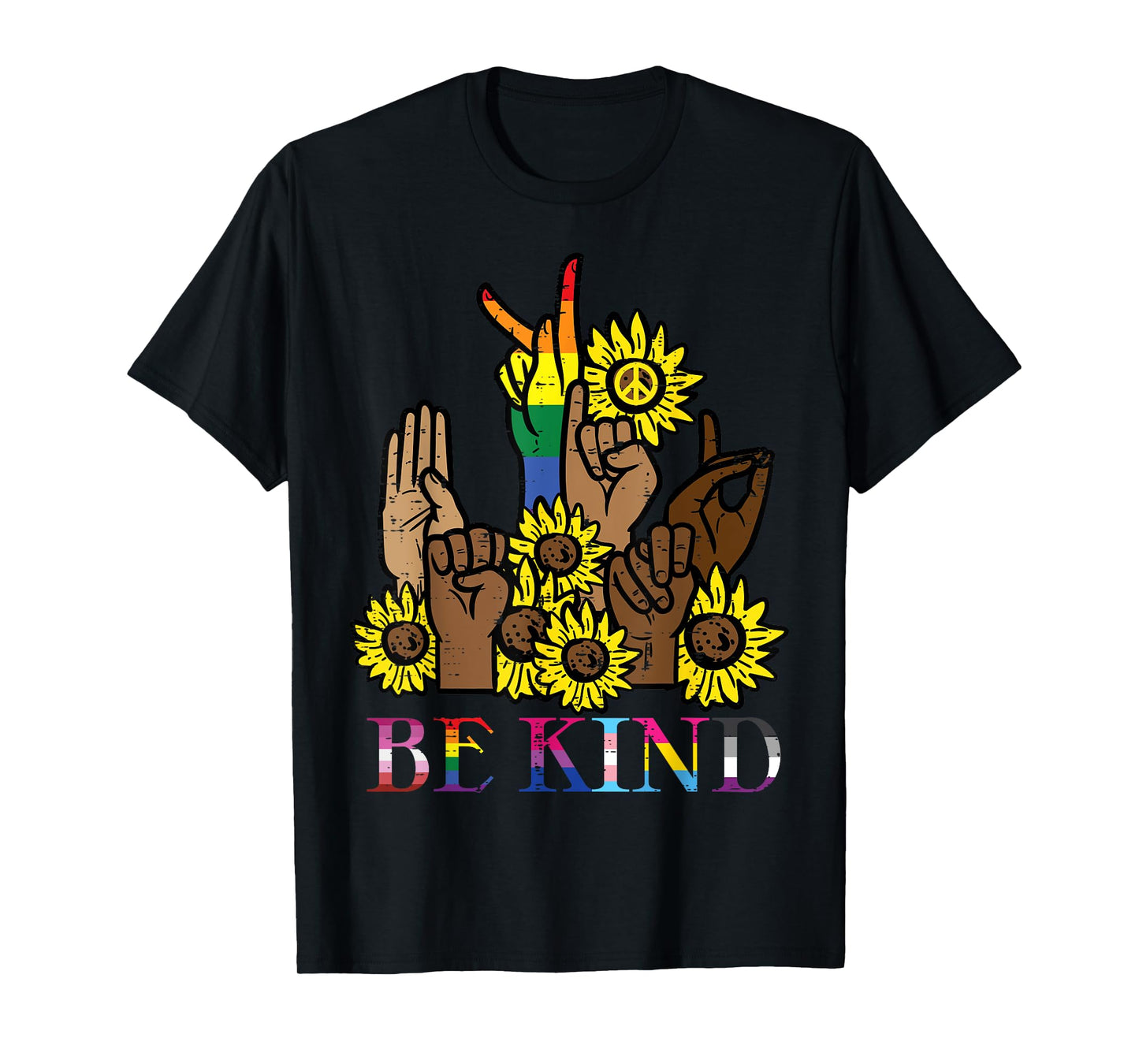 180g pure cotton round neck single side printed T-shirt, Be Kind Black Pride gesture language gay pride ally LGBTQ T-shirt, casual T-shirts for men and women, perfect T-shirt for holiday gifts, Christmas gifts, 2025 gifts, New Year gifts