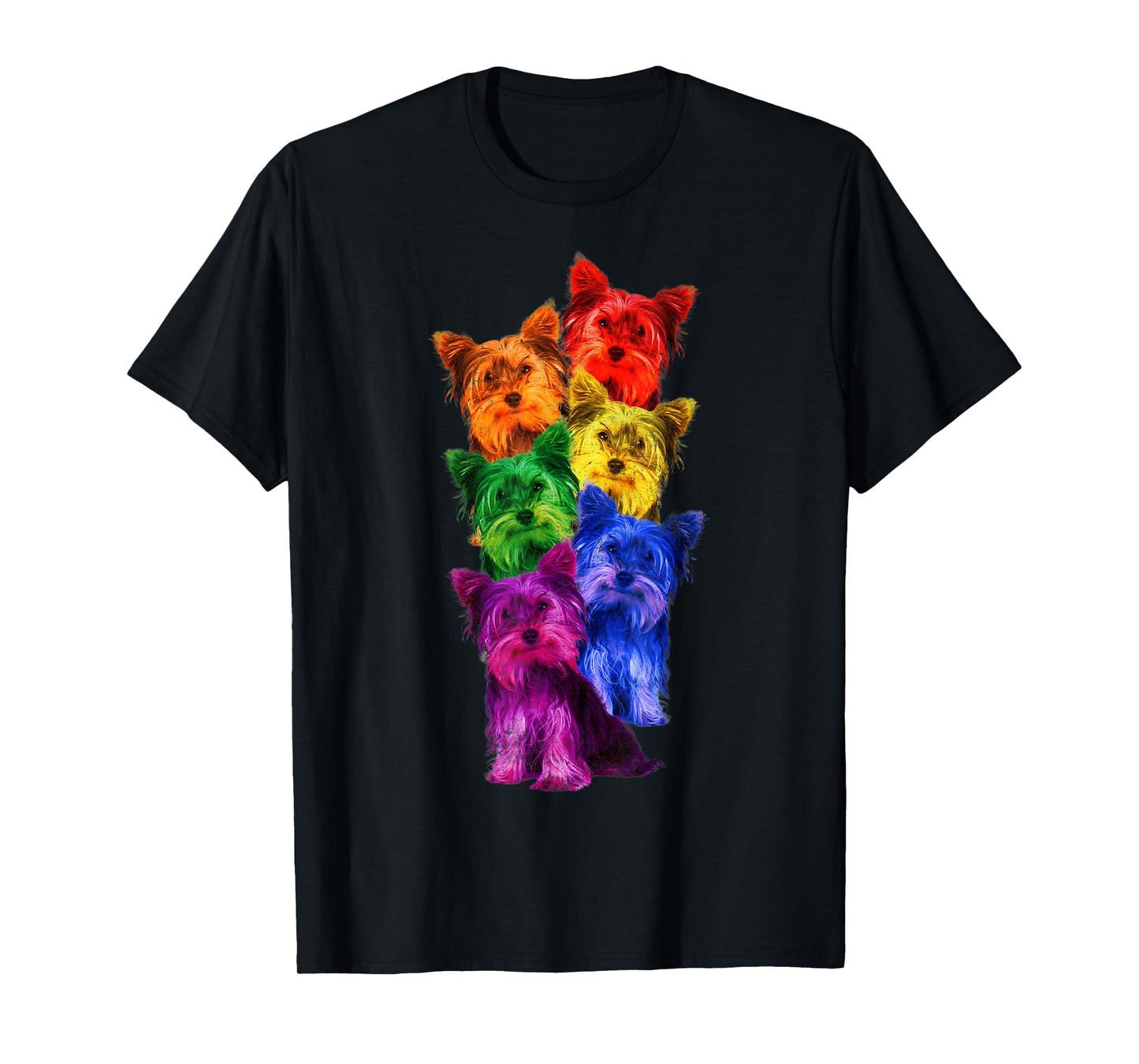 180g pure cotton round neck single side printed t-shirt, Yorkshire Terrier rainbow flag gay pride LGBT dog lover t-shirt, casual t-shirt for men and women, perfect t-shirt for holiday gift, Christmas gift, 2025 gift, New Year gift