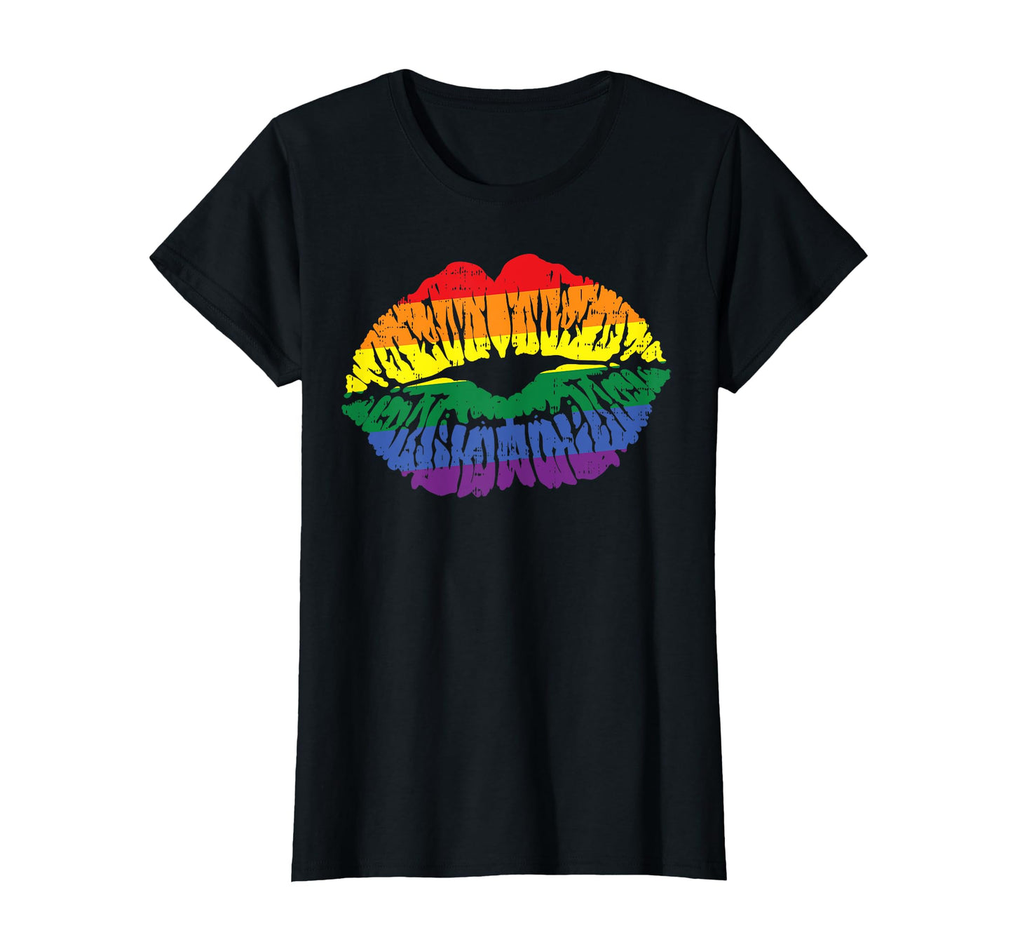 180g pure cotton round neck single side printed T-shirt, sexy rainbow lips kiss mouth gay pride retro LGBT flag gift T-shirt, casual T-shirt for men and women, perfect T-shirt for holiday gift, Christmas gift, 2025 gift, New Year gift