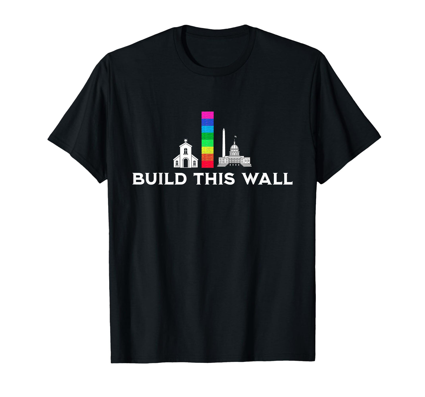 180g cotton round neck single side printed t-shirt, build this wall to separate church and state, gay pride t-shirt, casual t-shirt for men and women, perfect t-shirt for holiday gift, Christmas gift, 2025 gift, New Year gift