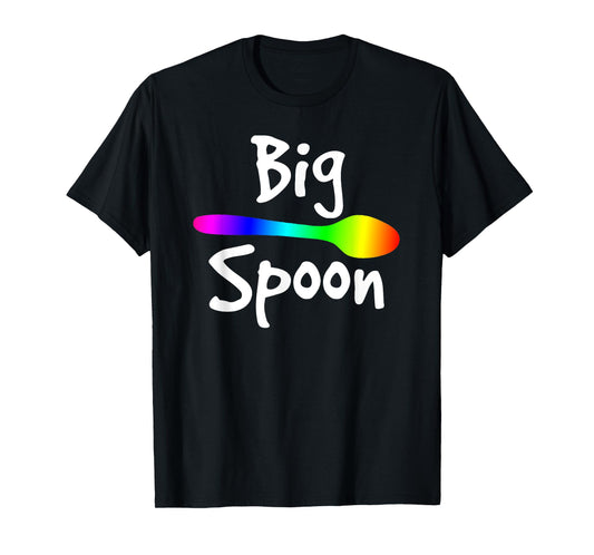 180g pure cotton round neck single-sided printed T-shirt, rainbow big spoon small spoon same style gay couple T-shirt, casual T-shirt suitable for men and women, perfect T-shirt for holiday gifts, Christmas gifts, 2025 gifts, New Year gifts