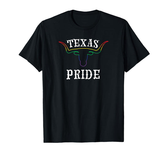 180g pure cotton round neck single side printed T-shirt, LGBT Texas Longhorn Gay Pride Month Rainbow Lesbian T-shirt, casual T-shirts for men and women, perfect T-shirt for holiday gifts, Christmas gifts, 2025 gifts, New Year gifts