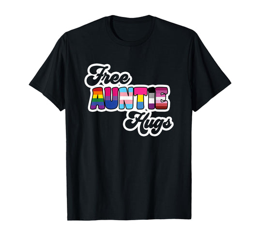 180g pure cotton round neck single-sided printed T-shirt, free aunt embrace LGBT pride LGBTQ gay pride transgender bisexual T-shirt, casual T-shirts for men and women, perfect T-shirt for holiday gifts, Christmas gifts, 2025 gifts, New Year gifts