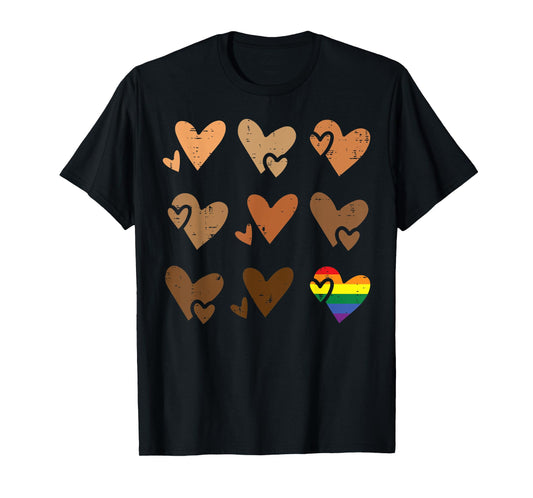180g pure cotton round neck single-sided printed T-shirt, Black Lives Matter Heart Brown Skin BLM LGBTQ Gay Pride T-shirt, Casual T-shirts for Men and Women, Perfect T-shirt for Holiday Gifts, Christmas Gifts, 2025 Gifts, New Year Gifts