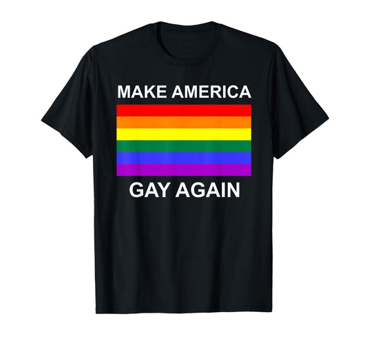 180g cotton round neck single side printed t-shirt, Make America Gay Again LGBT Flag Trump T-shirt, Casual T-shirt for men and women, Perfect T-shirt for holiday gift, Christmas gift, 2025 gift, New Year gift