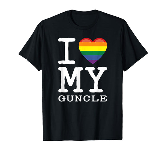 180g pure cotton round neck single side printed T-shirt, I love my Guncle gay rainbow heart uncle nephew T-shirt, casual T-shirts for men and women, perfect T-shirt for holiday gifts, Christmas gifts, 2025 gifts, New Year gifts