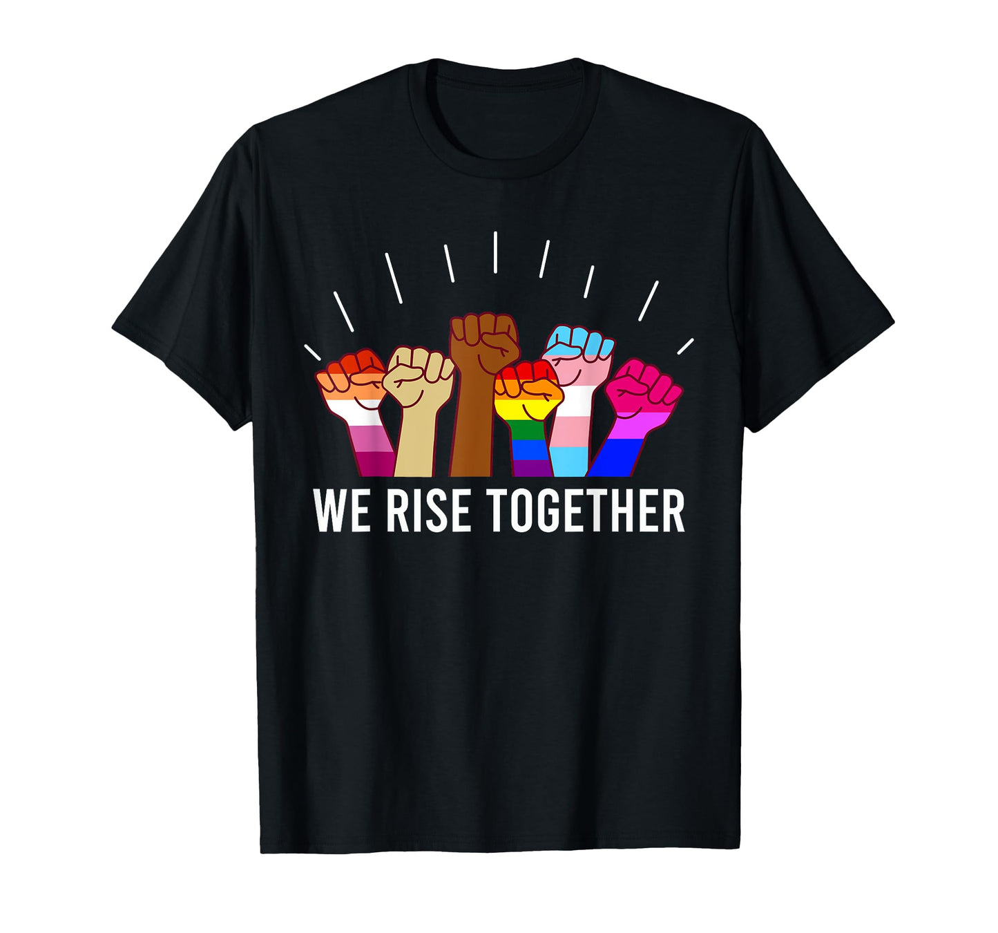 180g pure cotton round neck single side printed T-shirt, we rise together black LGBTQ equality gay bisexual T-shirt, casual T-shirt for men and women, perfect T-shirt for holiday gifts, Christmas gifts, 2025 gifts, New Year gifts