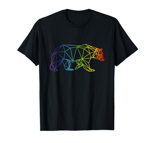 180g pure cotton round neck single-sided printed T-shirt, geometric bear T-shirt LGBT rainbow flag gay shirt T-shirt, casual T-shirts for men and women, perfect T-shirts for holiday gifts, Christmas gifts, 2025 gifts, New Year gifts