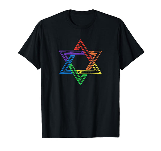 180g pure cotton round neck single side printed T-shirt, LGBTQ Ally Jewish gay pride David star rainbow T-shirt, casual T-shirt for men and women, perfect T-shirt for holiday gifts, Christmas gifts, 2025 gifts, New Year gifts