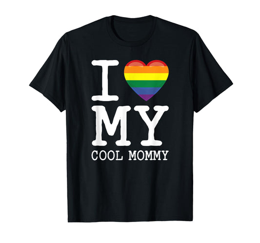 180g pure cotton round neck single side printed T-shirt, I love my cool mom LGBTQ heart shaped son daughter gay T-shirt, casual T-shirts for men and women, perfect T-shirt for holiday gifts, Christmas gifts, 2025 gifts, New Year gifts