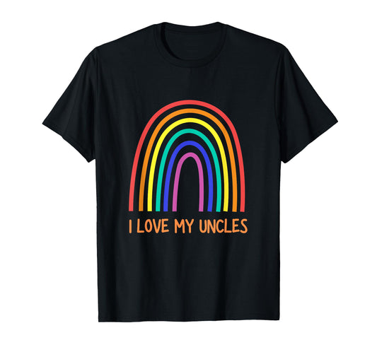 180g pure cotton round neck single side printed T-shirt, cute "I love my uncle" rainbow family gay uncle T-shirt, casual T-shirt for men and women, perfect T-shirt for holiday gift, Christmas gift, 2025 gift, New Year gift
