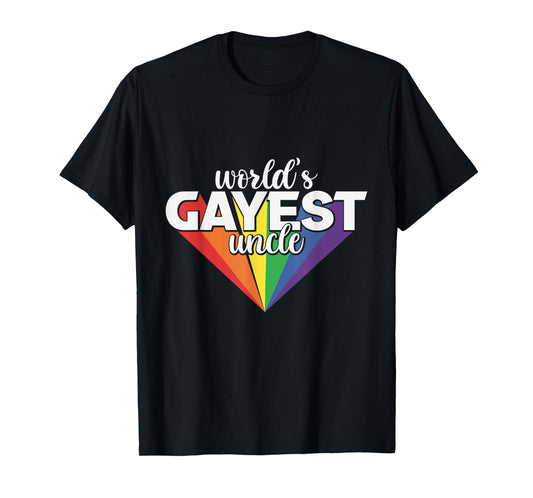 180g pure cotton round neck single side printed t-shirt, the gayest uncle in the world LGBT Pride Guncle - proud gay uncle t-shirt, casual t-shirt for men and women, perfect t-shirt for holiday gift, Christmas gift, 2025 gift, New Year gift