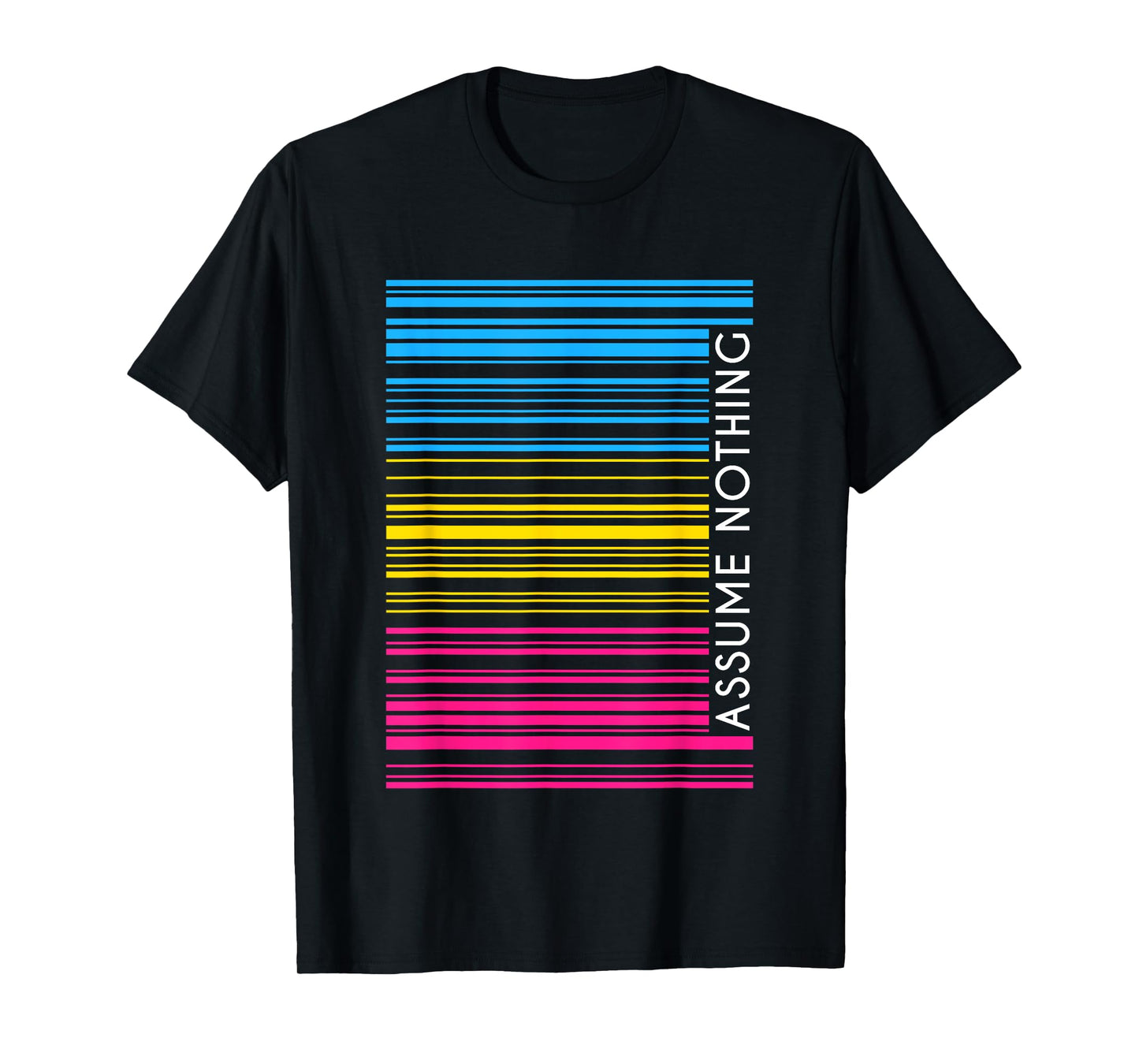 180g pure cotton round neck single side printed t-shirt, assume everything pansexual pansexual flag barcode LGBTQ gay pride t-shirt, casual t-shirt for men and women, perfect t-shirt for holiday gift, Christmas gift, 2025 gift, New Year gift