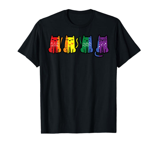 180g pure cotton round neck single side printed t-shirt, gay pride cat rainbow flag LGBT kitten girl t-shirt, casual t-shirt for men and women, perfect t-shirt for holiday gift, Christmas gift, 2025 gift, New Year gift