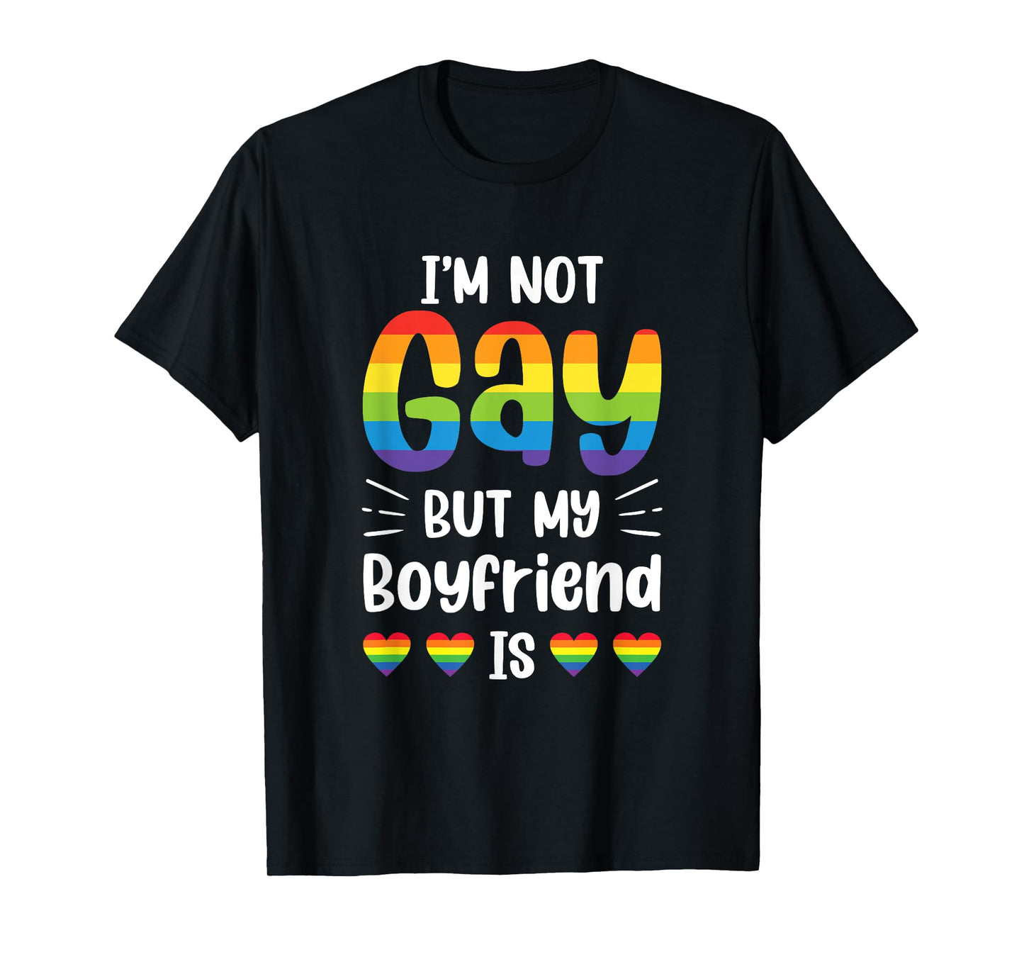 180g pure cotton round neck single-sided printed T-shirt, I'm not gay but my boyfriend is funny T-shirt, casual T-shirt for men and women, perfect T-shirt for holiday gifts, Christmas gifts, 2025 gifts, New Year gifts
