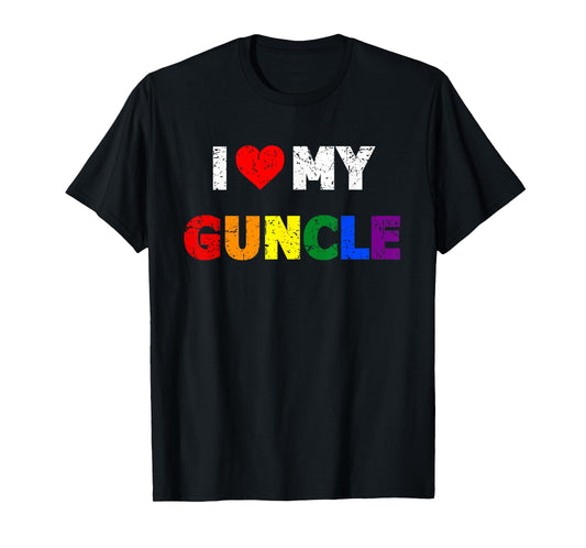 180g cotton round neck single side printed t-shirt, I Love My Guncle Quote Gay Uncle Love Pride LGBTQ+ T-shirt, Casual T-shirts for Men and Women, Perfect T-shirt for Holiday Gifts, Christmas Gifts, 2025 Gifts, New Year Gifts