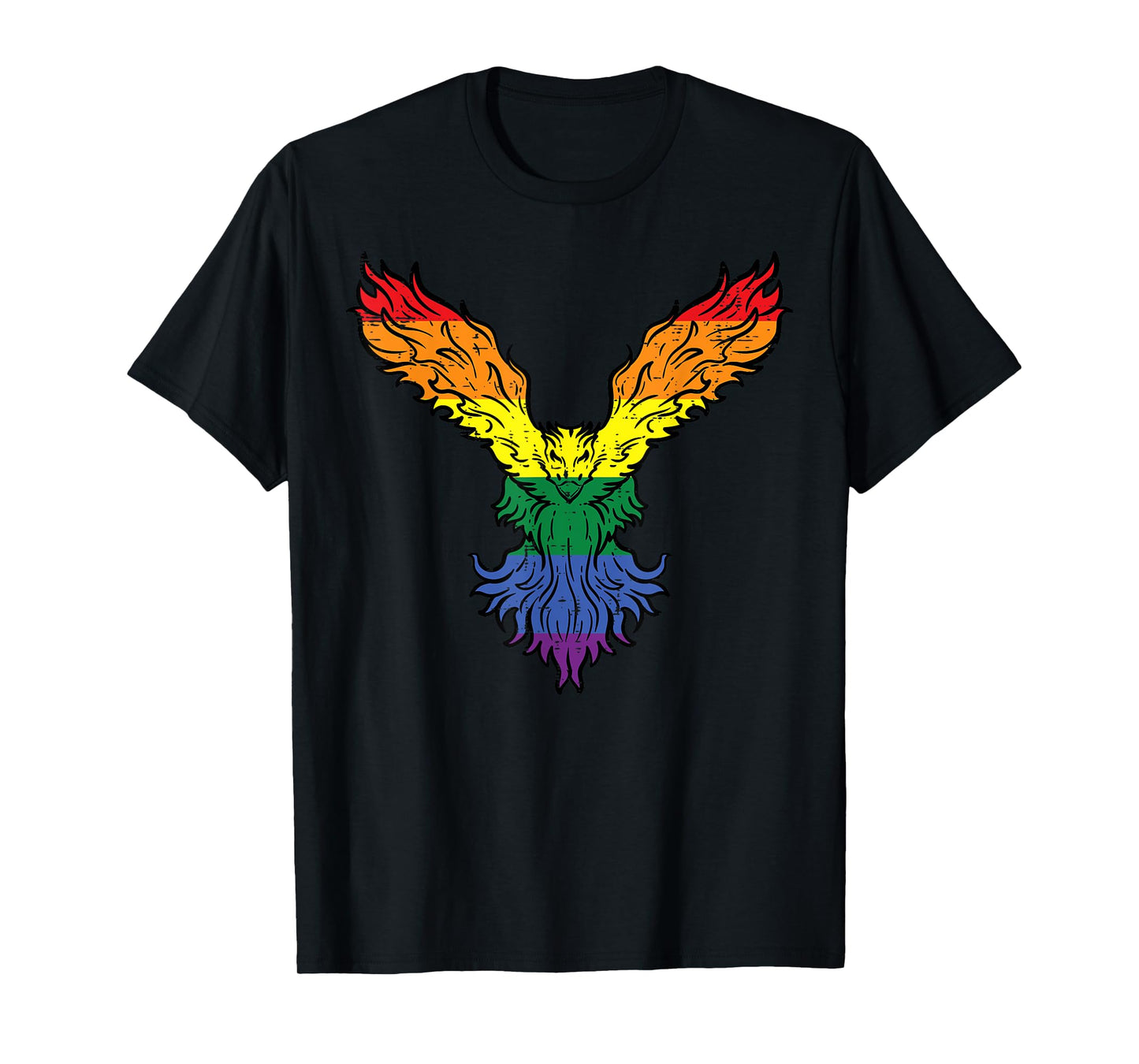 180g pure cotton round neck single side printed T-shirt, gay pride bird phoenix rainbow flag LGBTQ men's women's T-shirt, casual T-shirts for men and women, perfect T-shirt for holiday gifts, Christmas gifts, 2025 gifts, New Year gifts