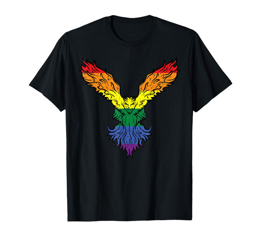 180g pure cotton round neck single side printed T-shirt, gay pride bird phoenix rainbow flag LGBTQ men's women's T-shirt, casual T-shirts for men and women, perfect T-shirt for holiday gifts, Christmas gifts, 2025 gifts, New Year gifts