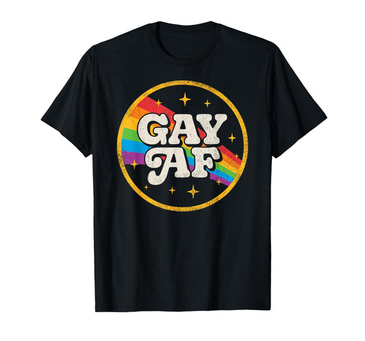 180g pure cotton round neck single side printed T-shirt, LGBTQ Gay AF Pride LGBT Ally Rainbow Flag Vintage T-shirt, Casual T-shirt for men and women, Perfect T-shirt for holiday gifts, Christmas gifts, 2025 gifts, New Year gifts