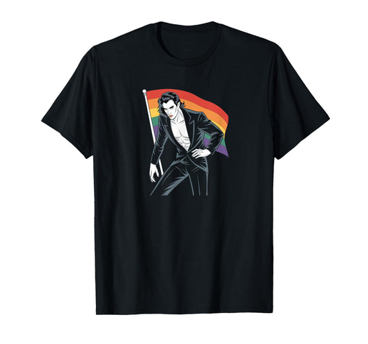 180g pure cotton round neck single side printed T-shirt, proud vampire Dracula muscle dad gay pride LGBT Halloween T-shirt, casual T-shirt for men and women, perfect T-shirt for holiday gifts, Christmas gifts, 2025 gifts, New Year gifts
