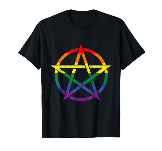 180g pure cotton round neck single side printed T-shirt, LGBT five-pointed star gothic gay pride wicca gay witchcraft T-shirt, casual T-shirt for men and women, perfect T-shirt for holiday gifts, Christmas gifts, 2025 gifts, New Year gifts