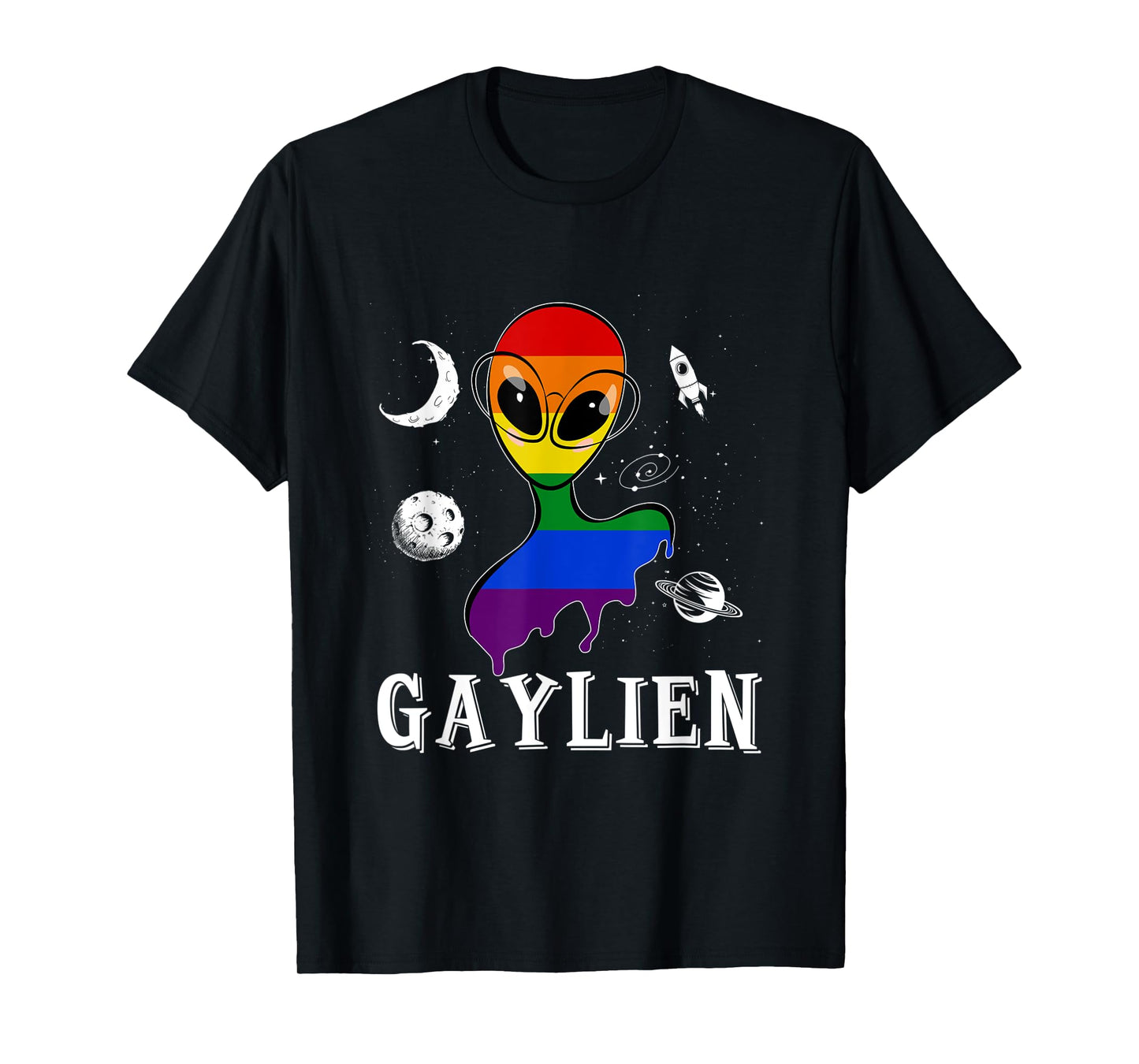 180g pure cotton round neck single side printed T-shirt, Gaylien alien outer space UFO LGBTQ gay lesbian awareness T-shirt, casual T-shirt for men and women, perfect T-shirt for holiday gift, Christmas gift, 2025 gift, New Year gift