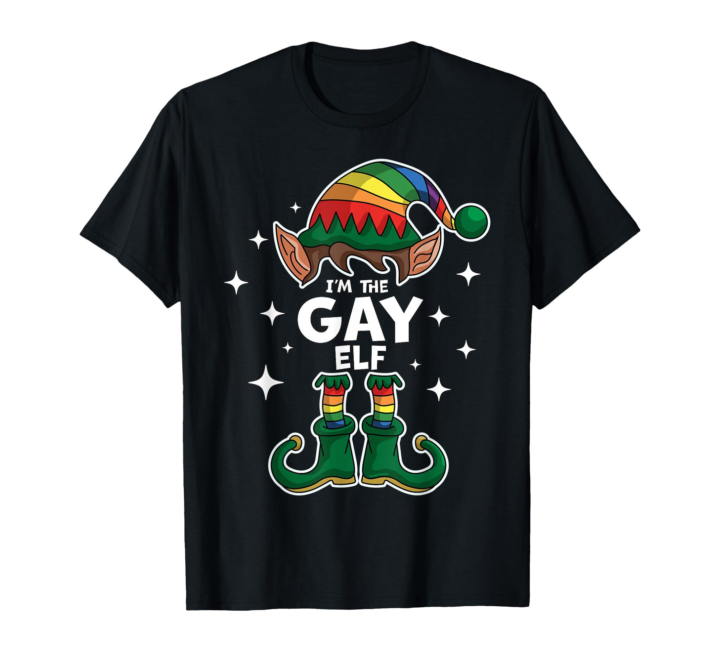 180g pure cotton round neck single-sided printed T-shirt, I am a gay elf LGBTQ rainbow elf family Christmas T-shirt, casual T-shirts for men and women, perfect T-shirt for holiday gifts, Christmas gifts, 2025 gifts, New Year gifts