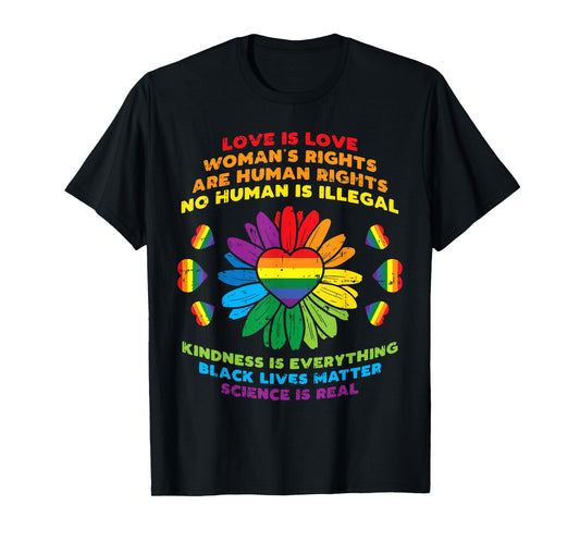 180g pure cotton round neck single side printed T-shirt, love LGBT daisy heart black gay pride equality gift T-shirt, casual T-shirt for men and women, perfect T-shirt for holiday gift, Christmas gift, 2025 gift, New Year gift