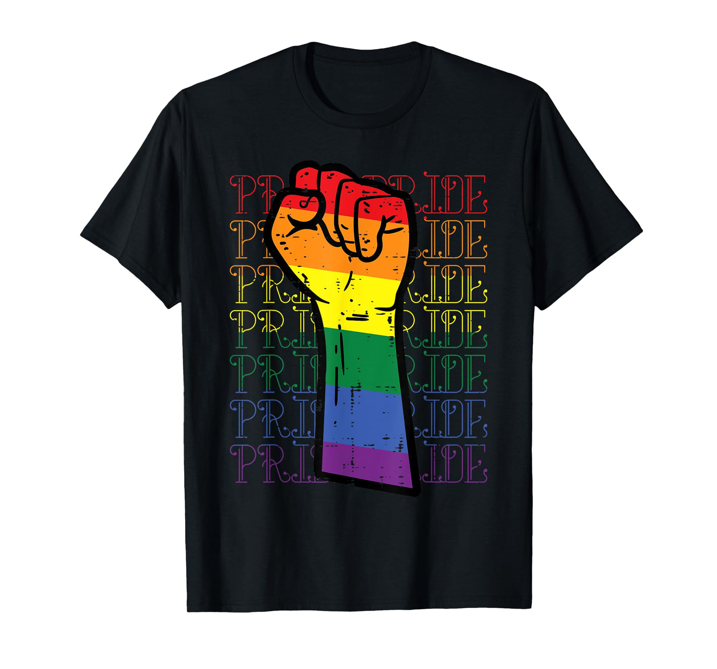180g pure cotton round neck single side printed T-shirt, pride rainbow flag fist straight ally LGBTQ gay pride month T-shirt, casual T-shirt for men and women, perfect T-shirt for holiday gifts, Christmas gifts, 2025 gifts, New Year gifts