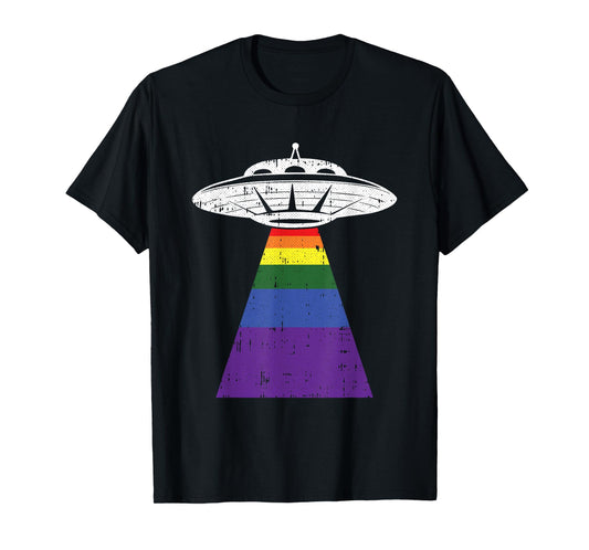 180g pure cotton round neck single side printed T-shirt, Alien Abduction Gay Pride Festival LGBT-Q Gaylien UFO Pride Ally T-shirt, Casual T-shirt for Men and Women, Perfect T-shirt for Holiday Gifts, Christmas Gifts, 2025 Gifts, New Year Gifts