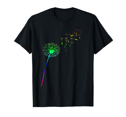 180g pure cotton round neck single side printed T-shirt, gay pride dandelion rainbow flower LGBT plant blowing T-shirt, casual T-shirt for men and women, perfect T-shirt for holiday gift, Christmas gift, 2025 gift, New Year gift