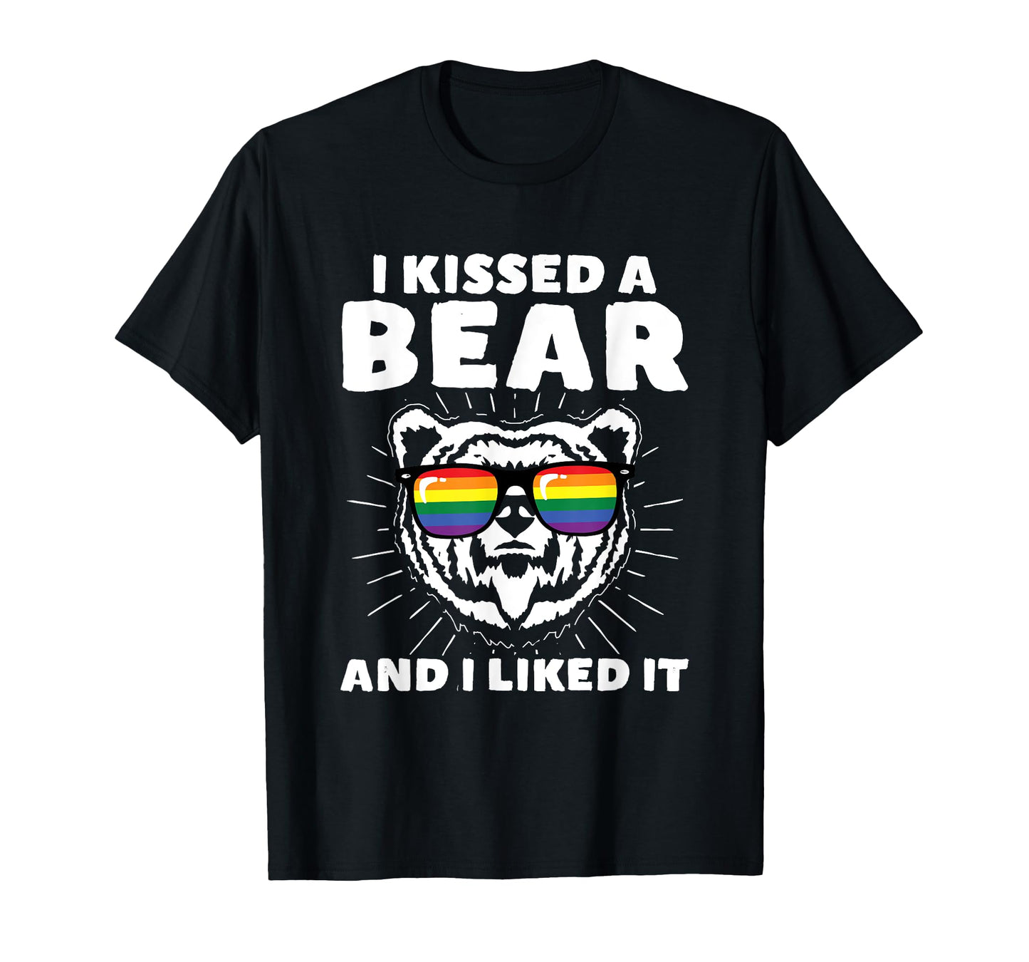 180g pure cotton round neck single-sided printed T-shirt, I kissed a bear and I loved it LGBT gay funny gift T-shirt, casual T-shirts for men and women, perfect T-shirt for holiday gifts, Christmas gifts, 2025 gifts, New Year gifts