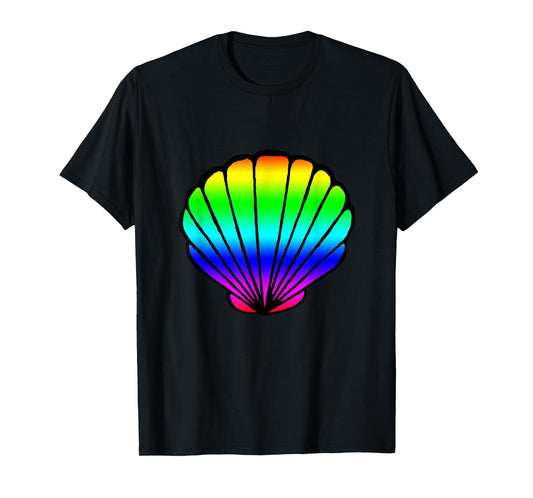 180g pure cotton round neck single side printed T-shirt, LGBT shell gay pride clam rainbow shell gay T-shirt, casual T-shirt for men and women, perfect T-shirt for holiday gift, Christmas gift, 2025 gift, New Year gift