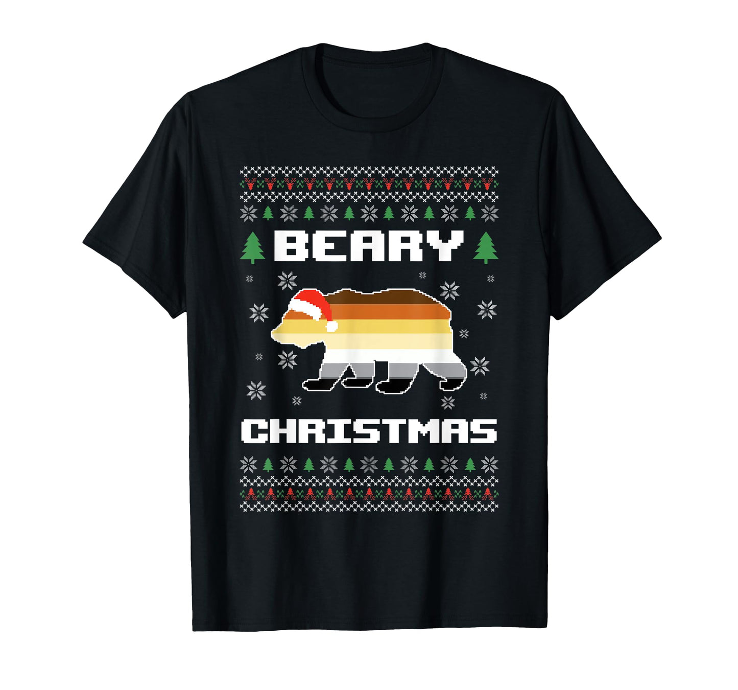 180g pure cotton round neck single side printed T-shirt, gay pride LGBTQ ugly Christmas sweater Christmas bear Christmas T-shirt, casual T-shirts for men and women, perfect T-shirt for holiday gifts, Christmas gifts, 2025 gifts, New Year gifts