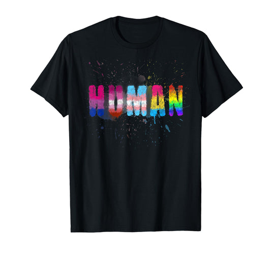 180g pure cotton round neck single side printed T-shirt, HUMAN LGBT flag gay pride month transgender rainbow lesbian T-shirt, casual T-shirts for men and women, perfect T-shirt for holiday gifts, Christmas gifts, 2025 gifts, New Year gifts
