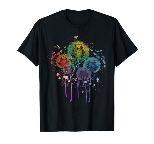 180g pure cotton round neck single side printed T-shirt, LGBT rainbow dandelion art pattern gift summer T-shirt, casual T-shirt for men and women, perfect T-shirt for holiday gift, Christmas gift, 2025 gift, New Year gift